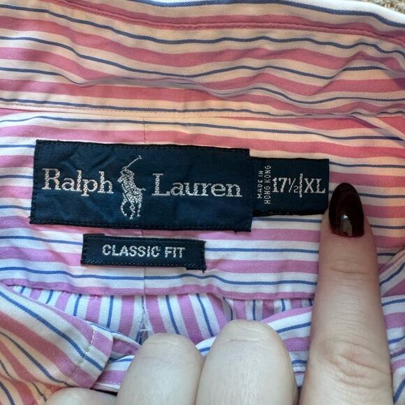 Ralph Lauren Classic Fit Pink Button Down Shirt Size XL 17 1/2 - Picture 6 of 6